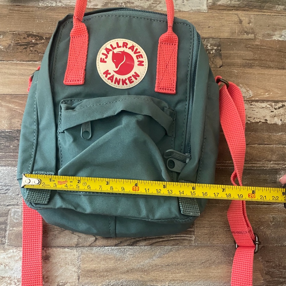 Fjallraven Kånken Mini Backpack/ Crossbody in Green and Coral - Picture 10 of 12